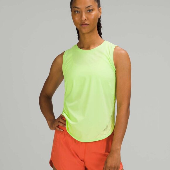 lululemon athletica Tops - Lululemon High Neck Split Hem Run Tank Neo Mint Size 12